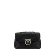 PINKO Black Calf Leather Bos Taurus Shoulder Bag
