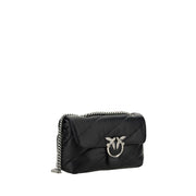 PINKO Black Calf Leather Bos Taurus Shoulder Bag