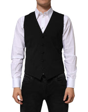 Dolce & Gabbana Black Wool Dress Formal Men Waistcoat Vest