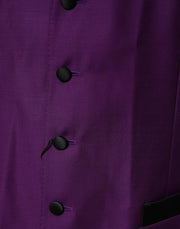 Dolce & Gabbana Purple Wool Dress Formal Waistcoat Vest