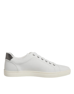Dolce & Gabbana White Silver Sacred Heart Men Sneakers Shoes