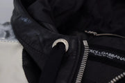 Dolce & Gabbana Black Leather Hooded Blouson Jacket