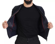 Dolce & Gabbana Dark Blue Suede Lambskin Blouson Jacket
