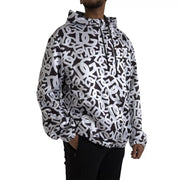 Dolce & Gabbana White Black Logo Hooded Full Zip Bomber Jacket