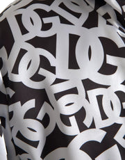 Dolce & Gabbana White Black Logo Hooded Full Zip Bomber Jacket