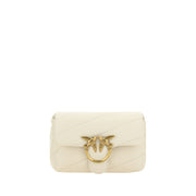 PINKO White Calf Leather Bos Taurus Shoulder Bag