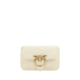 PINKO White Calf Leather Bos Taurus Shoulder Bag