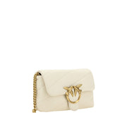 PINKO White Calf Leather Bos Taurus Shoulder Bag