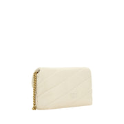 PINKO White Calf Leather Bos Taurus Shoulder Bag