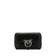 PINKO Black Calf Leather Bos Taurus Shoulder Bag