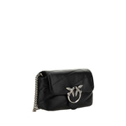PINKO Black Calf Leather Bos Taurus Shoulder Bag
