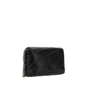 PINKO Black Calf Leather Bos Taurus Shoulder Bag