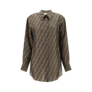 Fendi Brown Silk Pattern Shirt