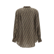 Fendi Brown Silk Pattern Shirt