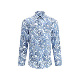 Etro Light Blue Cotton Pattern Shirt