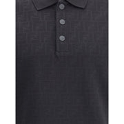 Fendi Black Cotton Polo Shirt