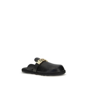 Moschino Black Calf Leather Bos Taurus Mules
