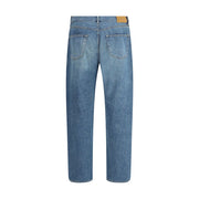 Saint Laurent Blue Cotton Straight-Leg Jeans