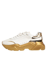 Dolce & Gabbana White Gold DAYMASTER Leather Sneakers Womens Shoes