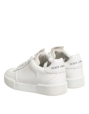 Dolce & Gabbana White Miami Leather Low Top Sneakers Shoes