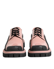 Dolce & Gabbana Light Powder Pink Black Leather Lace-Up Shoes