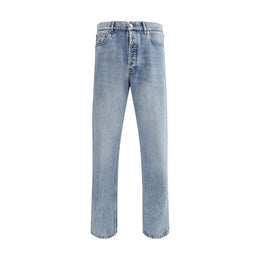 Brunello Cucinelli Light Blue Cotton Straight-Leg Jeans