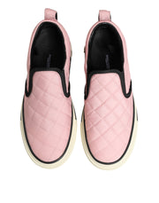 Dolce & Gabbana Pink Quilted Nylon Slip-On Sneaker Shoes