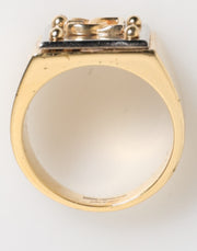 Dolce & Gabbana Gold Tone Brass Signet Square DG Logo Plaque Men Ring