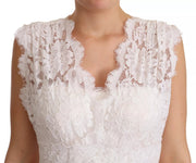 Dolce & Gabbana White Flower Lace Corsage Long Maxi Dress