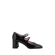 Carel Paris Black Calf Leather Bos Taurus Mid Heel Pumps