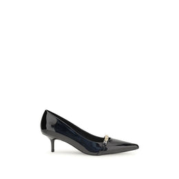 PINKO Black Calf Leather Bos Taurus Mid Heel Pumps