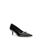 PINKO Black Calf Leather Bos Taurus Mid Heel Pumps