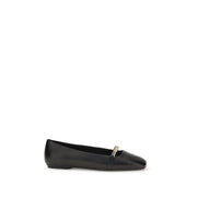 PINKO Black Calf Leather Bos Taurus Ballet Flats