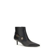 PINKO Black Calf Leather Bos Taurus Ankle Boots