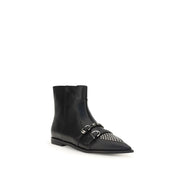 PINKO Black Calf Leather Bos Taurus Ankle Boots