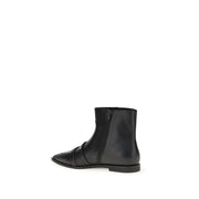 PINKO Black Calf Leather Bos Taurus Ankle Boots