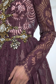 Dolce & Gabbana Purple Viscose Crystal A-Line Gown Dress