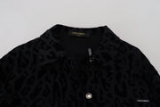 Dolce & Gabbana Cotton Black Leopard Long Sleeve Denim Jacket
