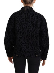Dolce & Gabbana Cotton Black Leopard Long Sleeve Denim Jacket