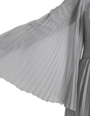 Dolce & Gabbana Light Grey Polyester Pleated Long Maxi Dress