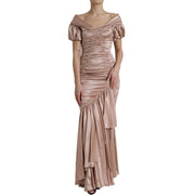 Dolce & Gabbana Pink Silk Stretch Sheath Mermaid Gown Dress