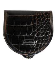 Dolce & Gabbana Black Polished Crocodile Leather Mens Coin Purse Wallet