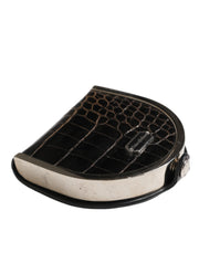 Dolce & Gabbana Black Polished Crocodile Leather Mens Coin Purse Wallet