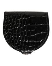 Dolce & Gabbana Black Polished Crocodile Leather Mens Coin Purse Wallet