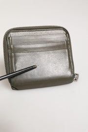 Dolce & Gabbana Military Green Leather Logo Plaque Card Holder Coin Purse Wallet