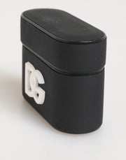 Dolce & Gabbana Black White Rubber Embossed Logo Accessory Airpods Case