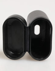 Dolce & Gabbana Black Calfskin Leather Logo Print Flip Holder Airpods Case