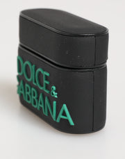 Dolce & Gabbana Black Mint Rubber Logo Embossed Accessory  Airpods Case