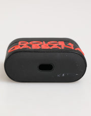 Dolce & Gabbana Black Orange Rubber Logo Embossed Accessory Airpods Case