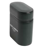 Dolce & Gabbana Army Green Calfskin Leather Logo Flip Holder Airpods Case